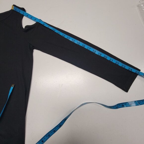 Cold Shoulder Top Long Sleeve Black Tunic Top Size M - Picture 7 of 10